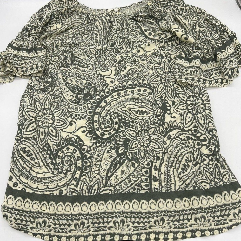 Umgee Large Off Shoulder Dress Blue Printed Floral Cotton Blend Short